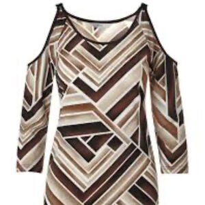 NWT Cleo Biscuit Print Cold Shoulder Top